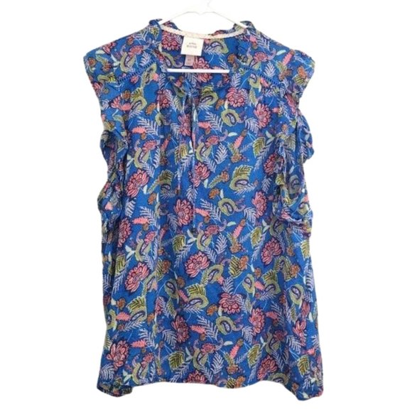 Ruffled Floral Peasant Top Blouse Lightweight Tie Women's Size XL By Xnox Rose - Picture 2 of 11